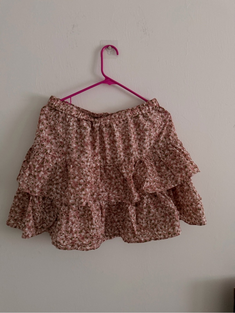 Floral Tiered Ruffle Mini Skirt - Pink